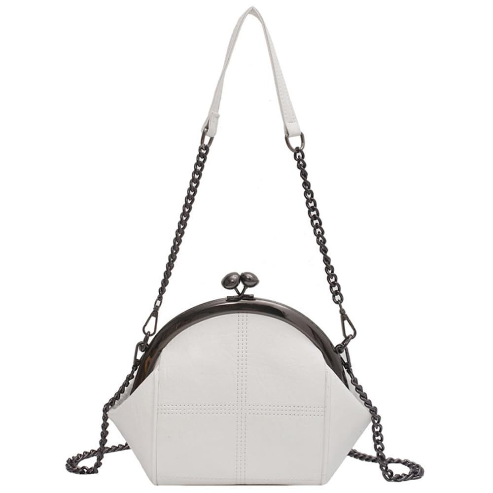 1088 Purses Handbags Kiss Lock Satchel Bag Chain Shoulder Bag PU Leather